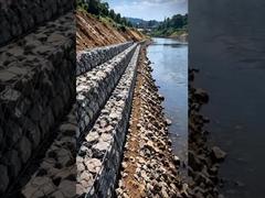 Konstruksi Dinding Gabion Dunia Nyata | Proyek Jaring Gabion Heksagonal Tiga Putaran